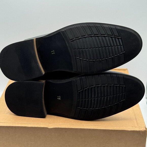 Vance Landon Black Vegan Leather Chelsea Boots Wooden Heel Rubber Sole 11 W - Picture 6 of 10